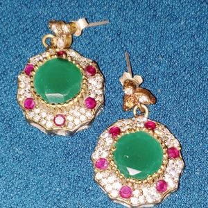 Emerald, Ruby, Gemstone Earrings